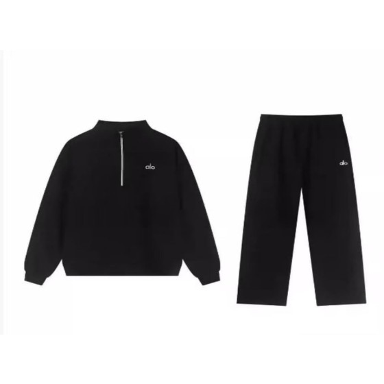 ALO Black Half-Zip Straight Suit